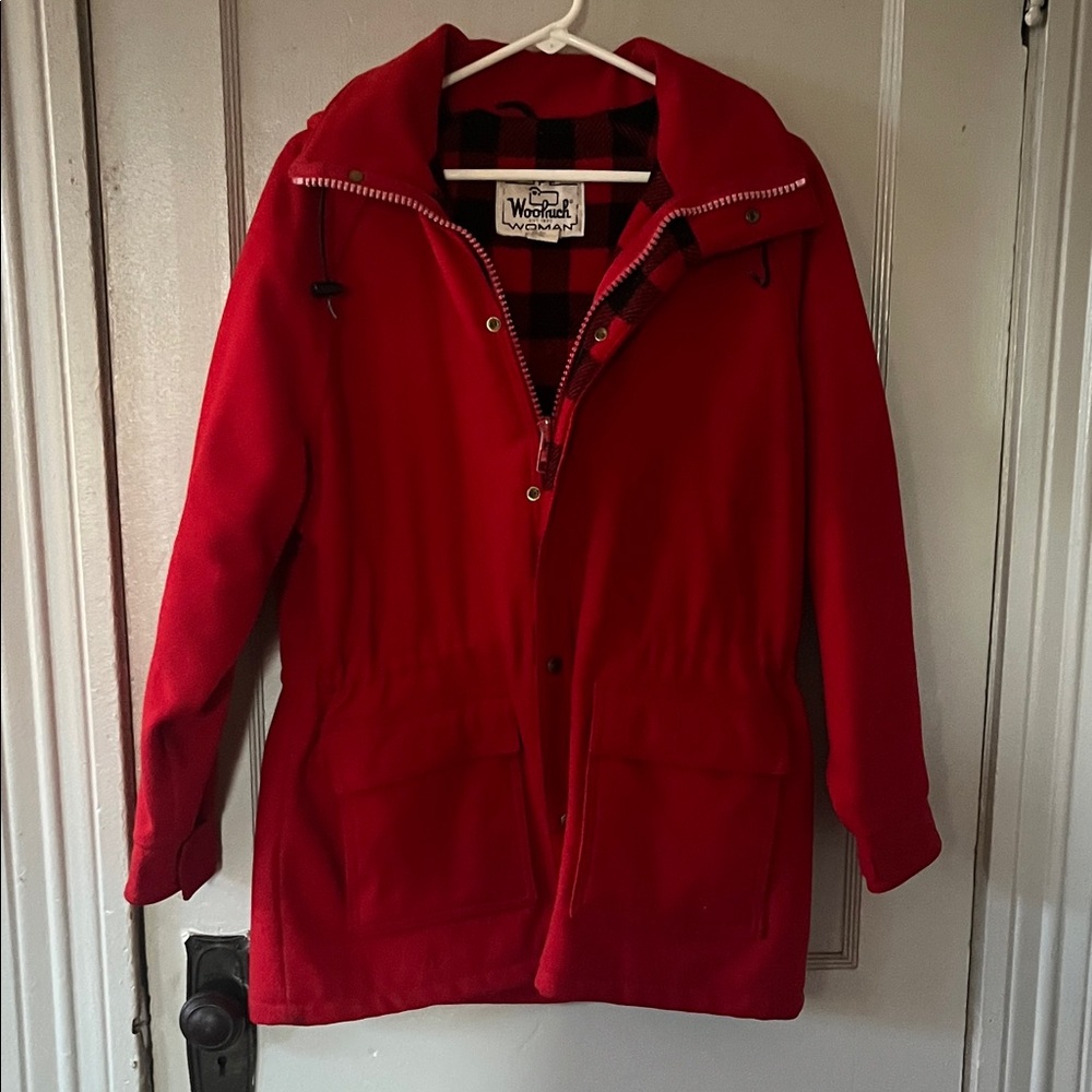 Woolrich Vibrant Red Buffalo Plaid Lined Parka Wm Large